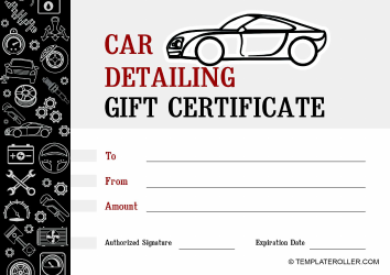 Document preview: Car Detailing Gift Certificate - Black