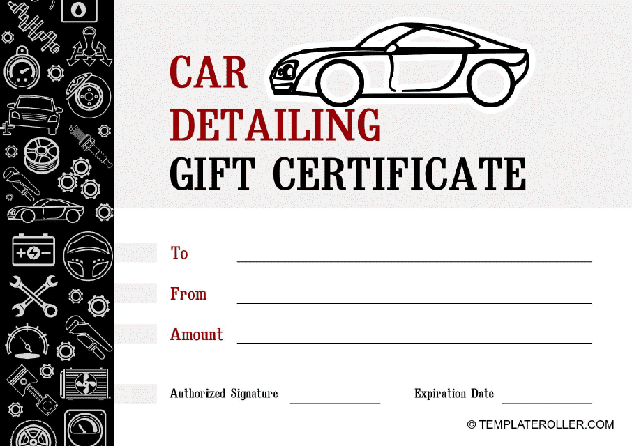 Car Detailing Gift Certificate Black Download Printable PDF Templateroller