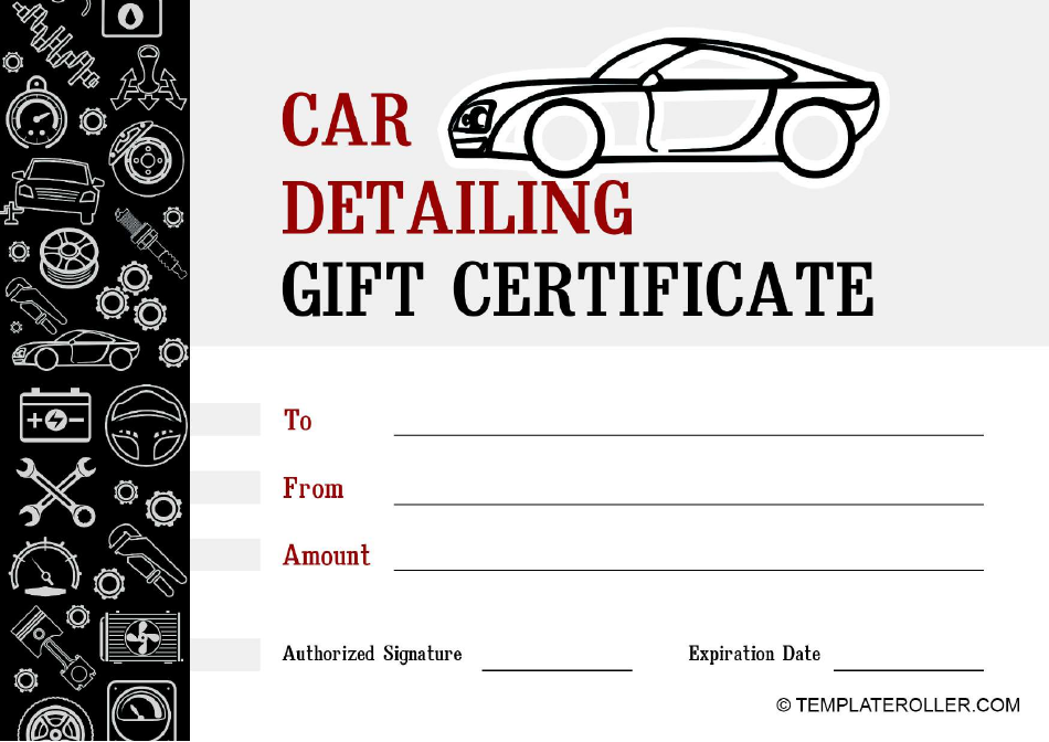 Car Detailing Gift Certificate Black Download Printable PDF