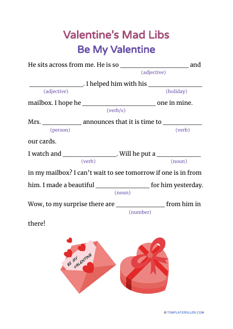 Valentine's Day Mad Libs - Be My Valentine