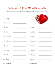 Document preview: Valentine's Day Word Scramble - Sweet Heart