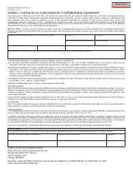 Document preview: Form 3337 Vendor, Contractor or Subcontractor Confidentiality Agreement - Michigan