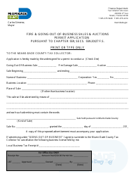 Document preview: Fire & Going-Out-Of-Business Sales & Auctions Permit Application - Miami-Dade County, Florida