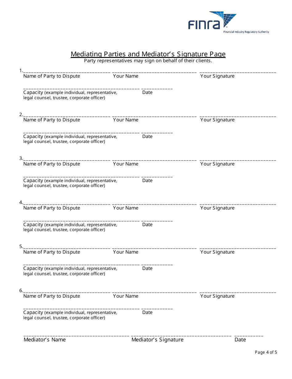 Mediation Submission Agreement, Page 4