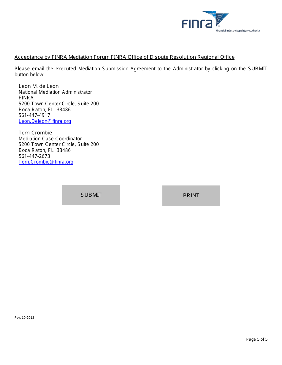 Mediation Submission Agreement, Page 5