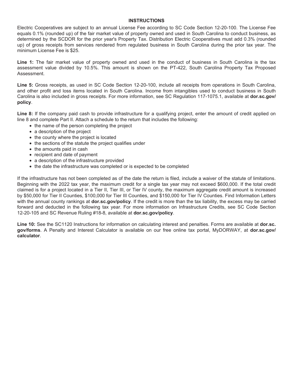 Form CL-4 Annual Report of Electric Cooperative Corporation Property and Gross Receipts - South Carolina, Page 3