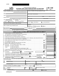 Document preview: Form SC1104 Savings and Loan Association Tax Return - South Carolina