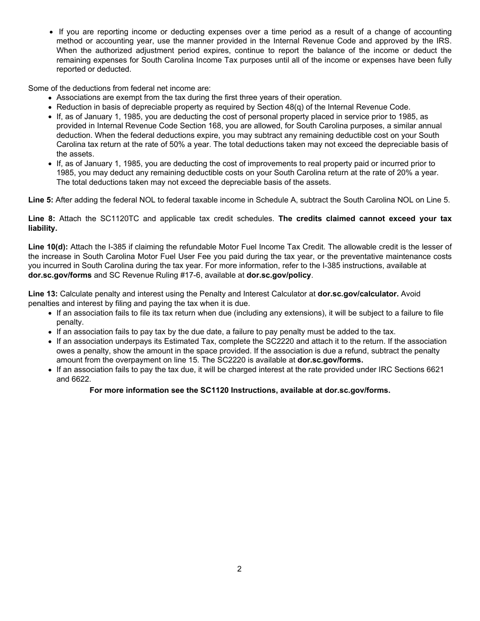 Form SC1104 Savings and Loan Association Tax Return - South Carolina, Page 4