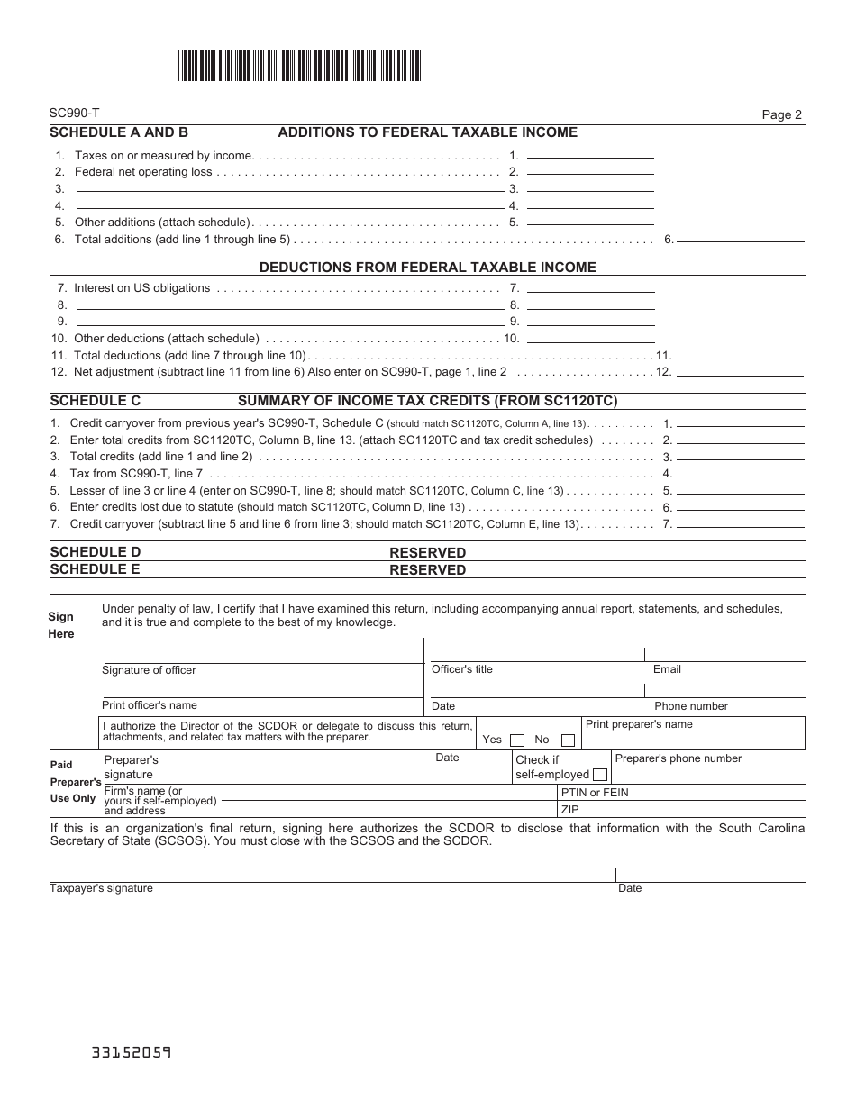 Form SC990-T Download Printable PDF or Fill Online Exempt Organization ...