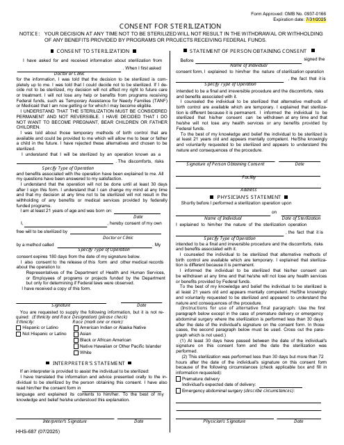 Form HHS-687 Consent for Sterilization - Utah