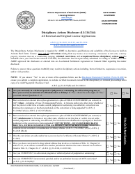Form LI-214 (LI-244) Disciplinary Actions Disclosure - Arizona