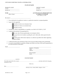 Document preview: Form GS-008 Acceptance of Appointment by Guardian of Minor - Maine