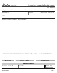 Document preview: Form CDEV2250 Request for a Review of a Subsidy Decision - Alberta, Canada