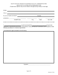 Application for Initial Licensure - Board of Nursing Facility Administrators - South Dakota, Page 5