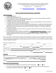Document preview: Application for Reciprocal Licensure - Board of Nursing Facility Administrators - South Dakota