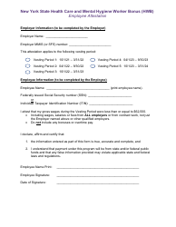 Document preview: Employee Attestation - New York State Health Care and Mental Hygiene Worker Bonus (Hwb) Program - New York, 2024