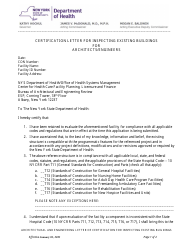 Certification Letter for Inspecting Existing Buildings for Architects/Engineers - New York