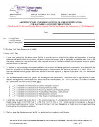 Document preview: Architect's or Engineer's Letter of Self-certification for Use With a Construction Notice - New York