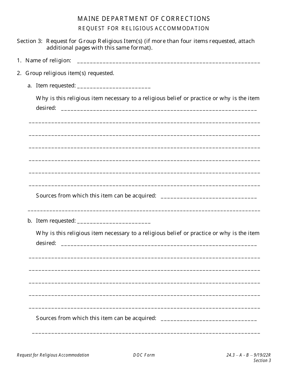 Request for Religious Accommodation - Maine, Page 5