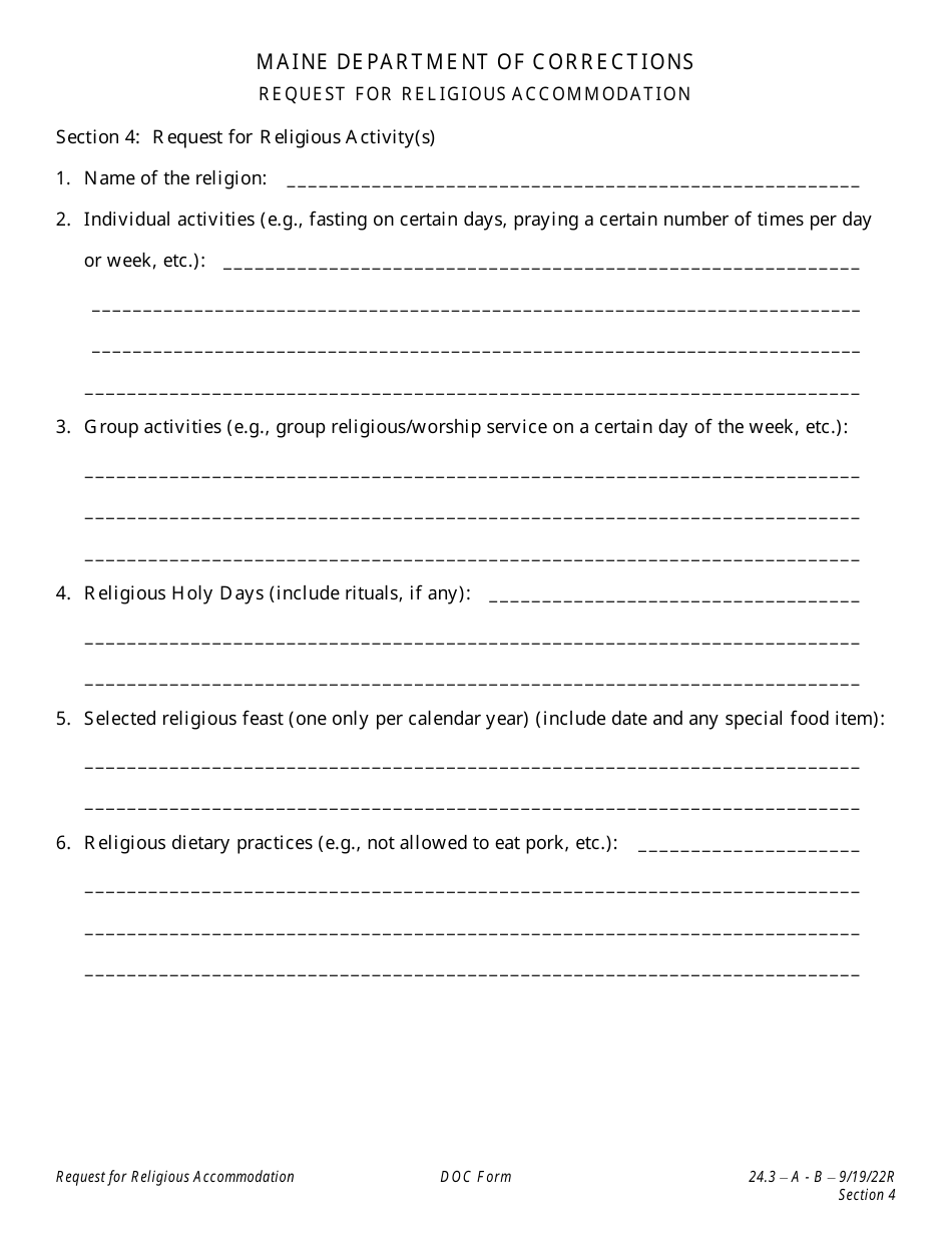 Request for Religious Accommodation - Maine, Page 7