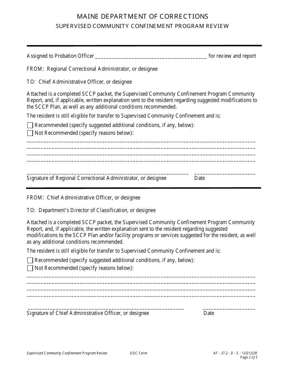 Attachment E Supervised Community Confinement Program Review - Maine, Page 2