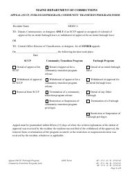 Attachment D, H, K Appeal (Sccp, Furlough Program, Community Transition Program) Form - Maine