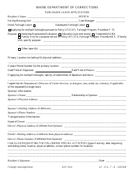 Document preview: Furlough Leave Application - Maine