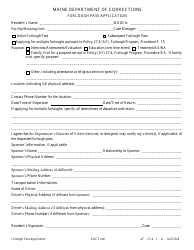 Document preview: Furlough Pass Application - Maine