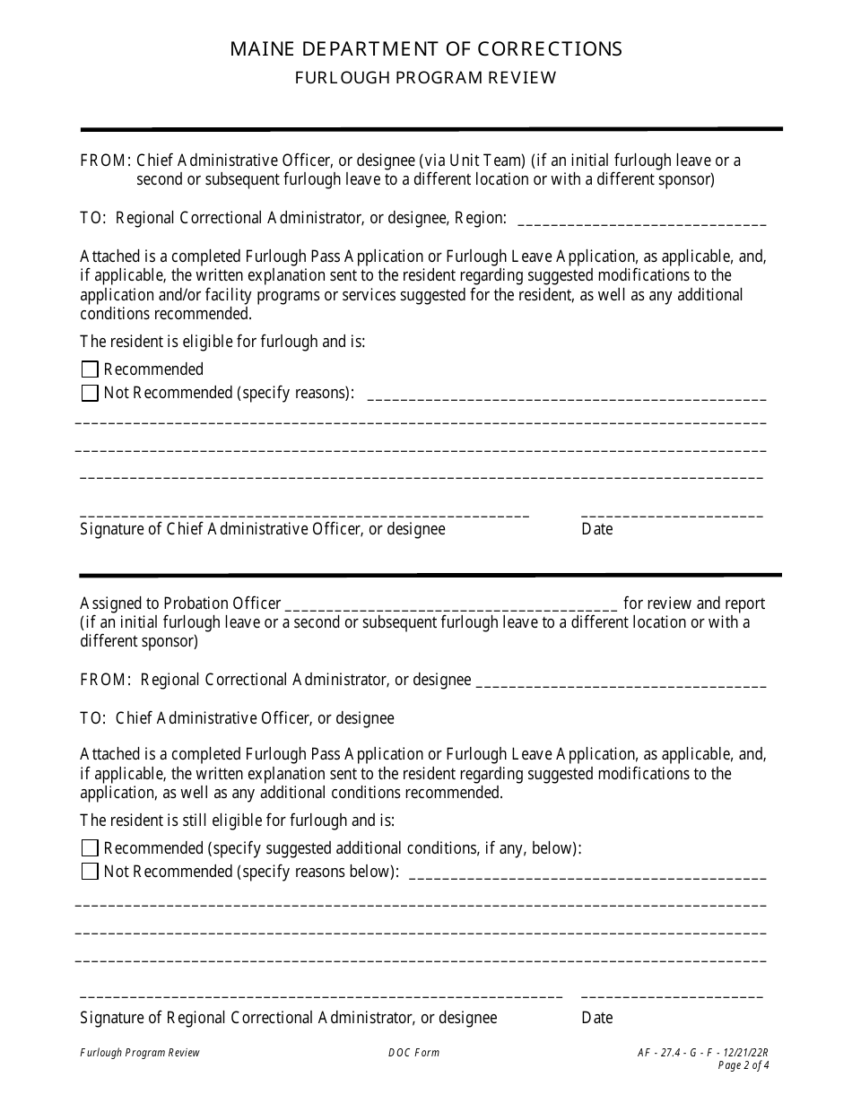 Attachment F Furlough Program Review - Maine, Page 2