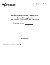 Document preview: Form TR OP014 5311 Formula Grants Application Part Ii - Illinois