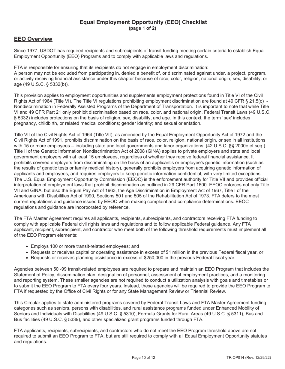 Form TR OP014 5311 Formula Grants Application Part Ii - Illinois, Page 10