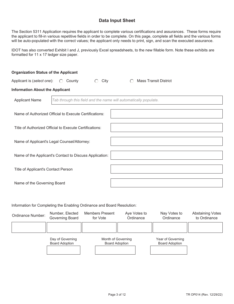 Form TR OP014 5311 Formula Grants Application Part Ii - Illinois, Page 3