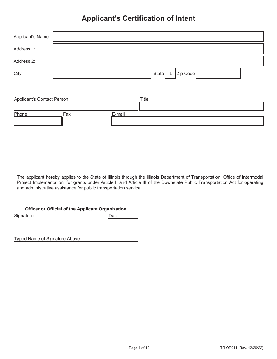 Form TR OP014 5311 Formula Grants Application Part Ii - Illinois, Page 4