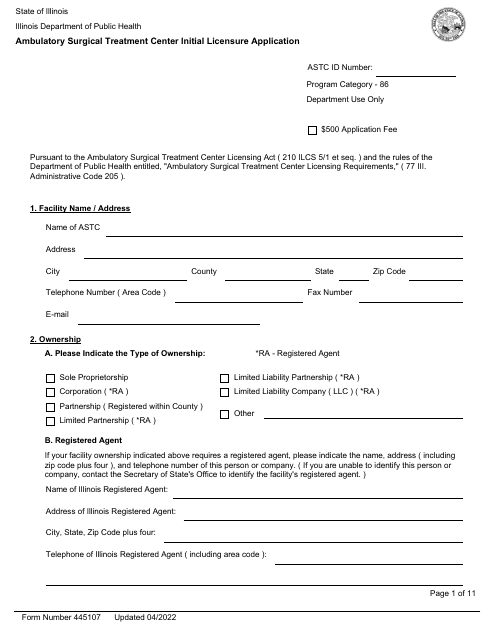Form 445107  Printable Pdf