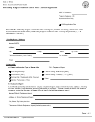 Form 445107 Ambulatory Surgical Treatment Center Initial Licensure Application - Illinois