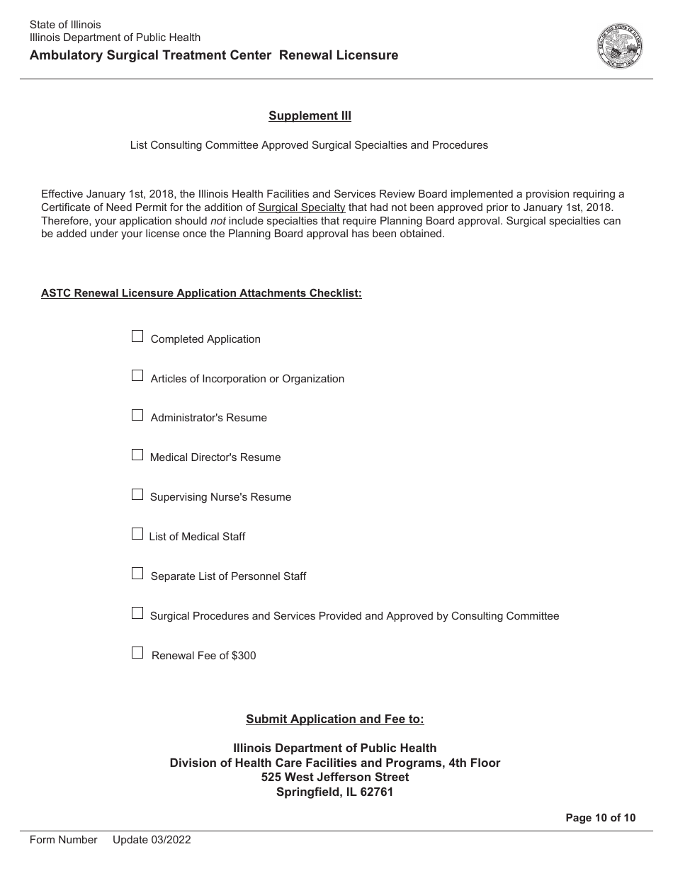 Ambulatory Surgical Treatment Center Renewal Licensure - Illinois, Page 10