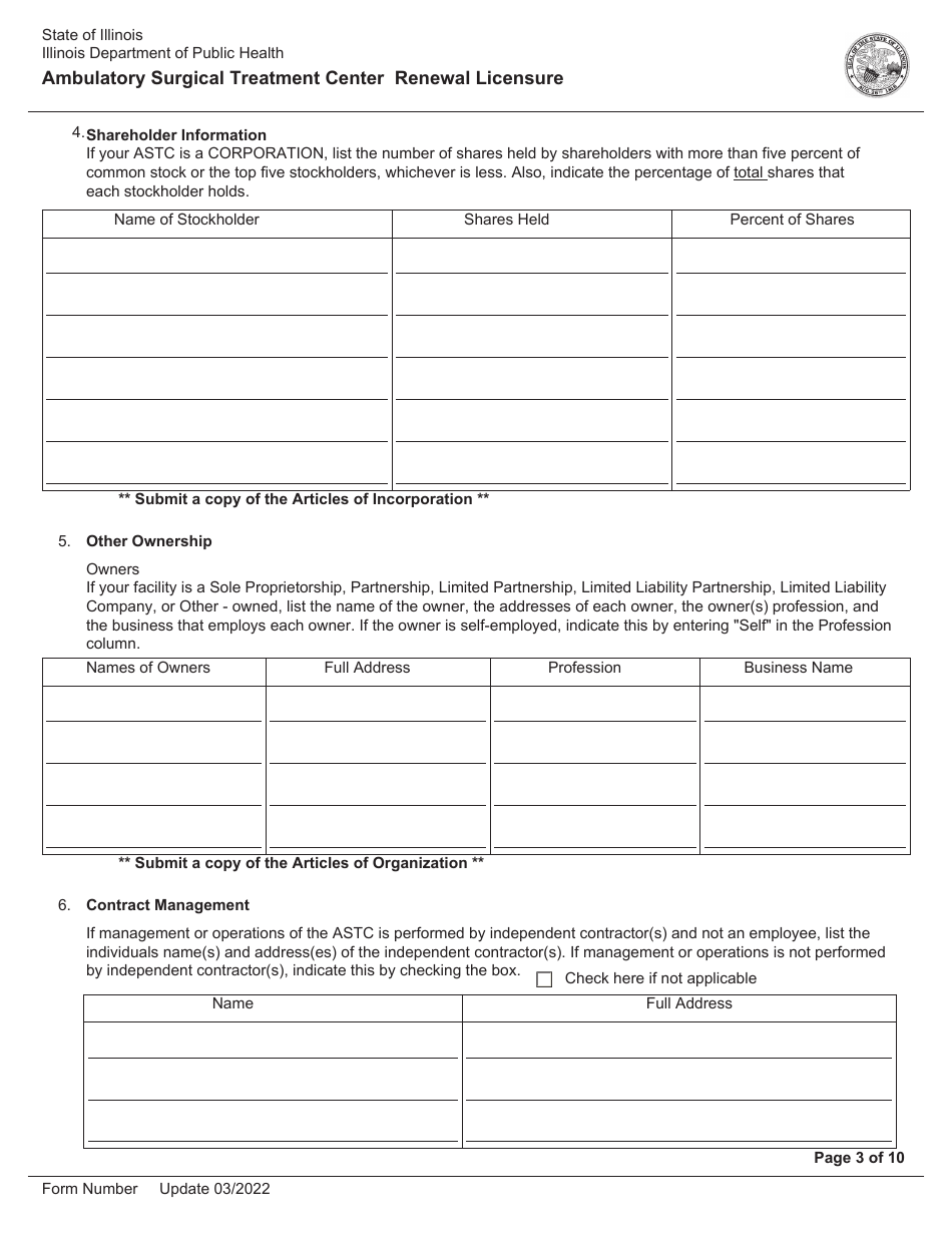 Ambulatory Surgical Treatment Center Renewal Licensure - Illinois, Page 3