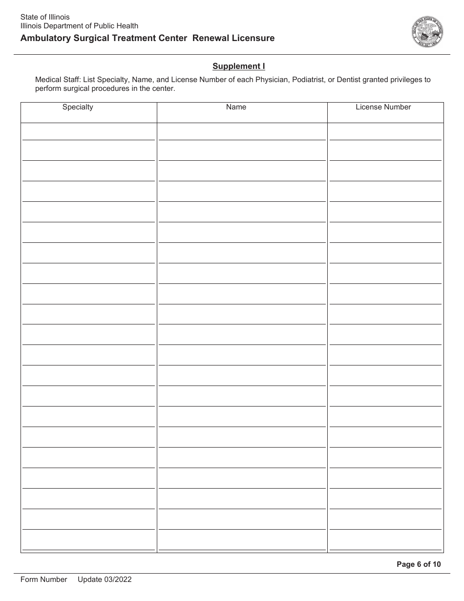 Ambulatory Surgical Treatment Center Renewal Licensure - Illinois, Page 6