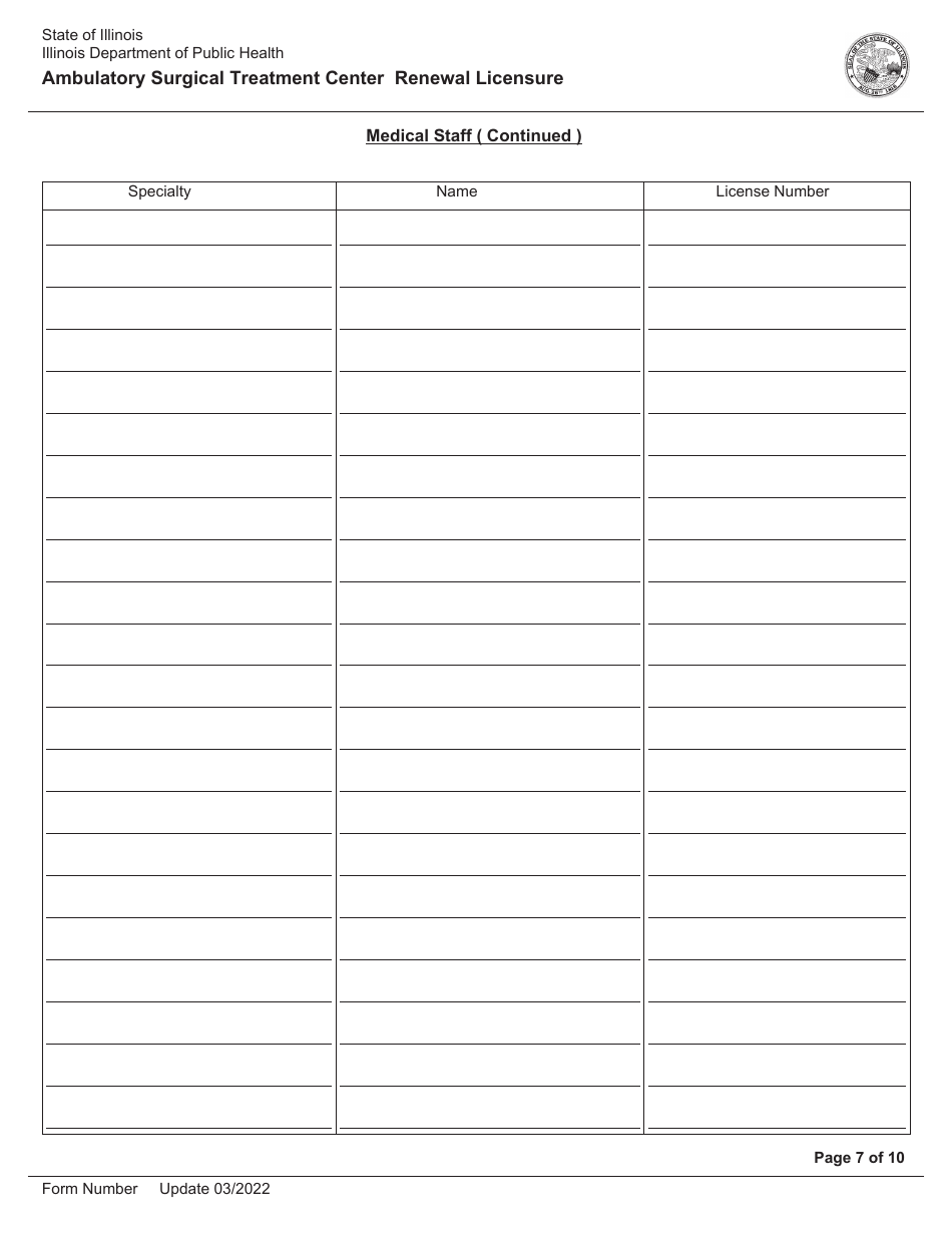 Ambulatory Surgical Treatment Center Renewal Licensure - Illinois, Page 7