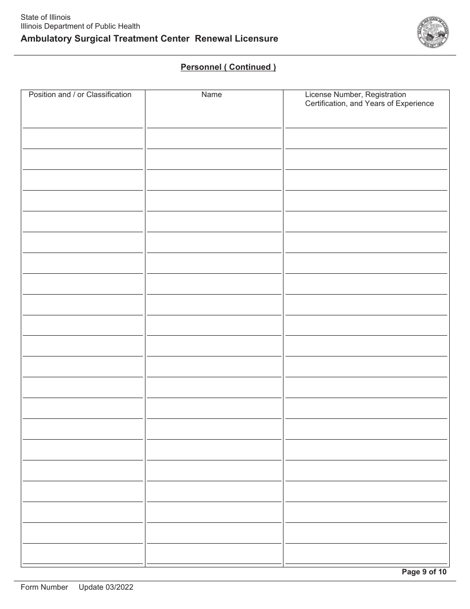 Ambulatory Surgical Treatment Center Renewal Licensure - Illinois, Page 9