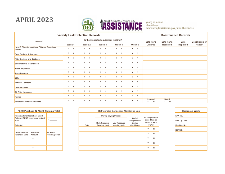 Louisiana Dry Cleaners - Compliance Calendar - Louisiana, Page 10