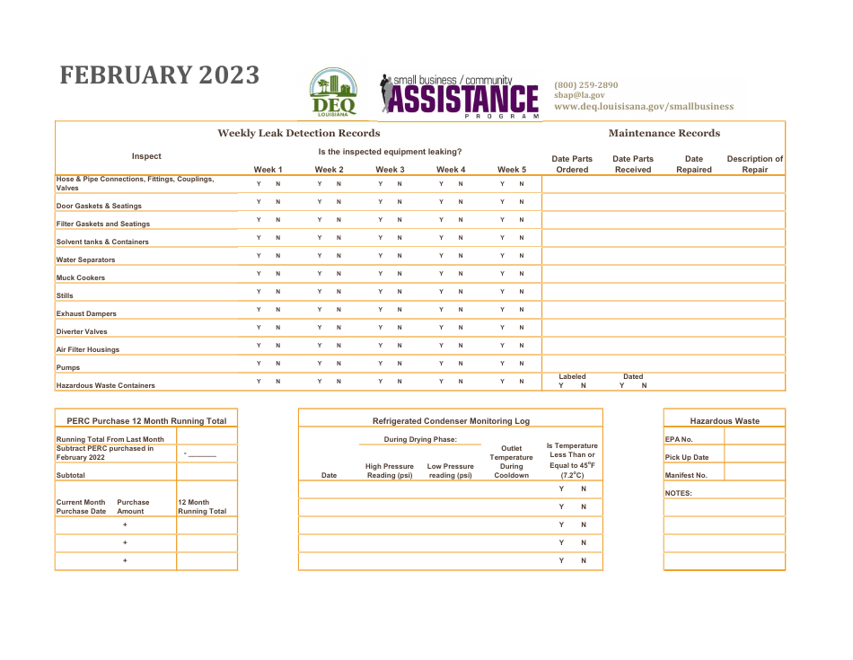 Louisiana Dry Cleaners - Compliance Calendar - Louisiana, Page 6