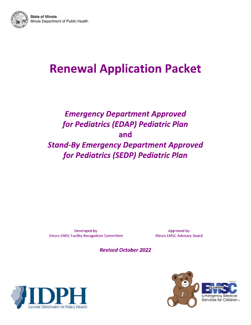 Edap and Sedp Pediatric Plan Renewal Application - Illinois Download Pdf