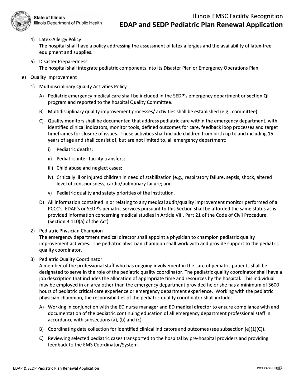 Edap and Sedp Pediatric Plan Renewal Application - Illinois, Page 43