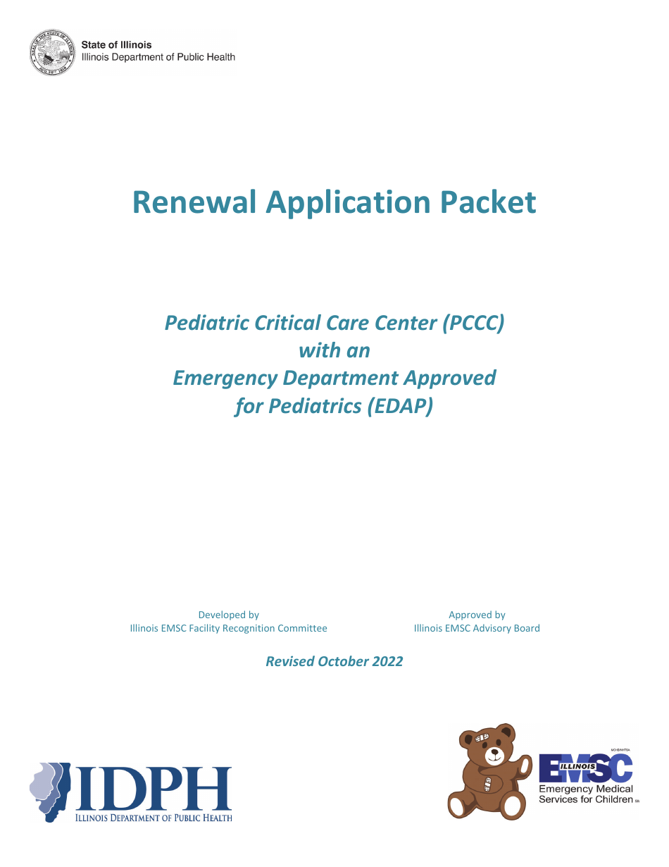 Pccc and Edap Pediatric Plan Renewal Application - Illinois, Page 1