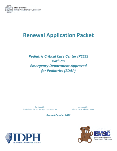 Pccc and Edap Pediatric Plan Renewal Application - Illinois Download Pdf