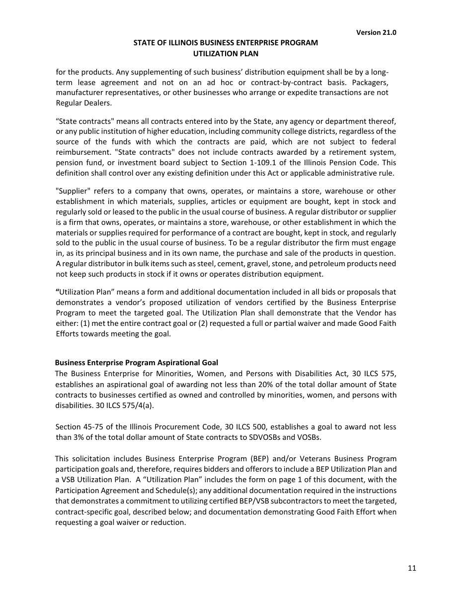 Utilization Plan - State of Illinois Business Enterprise Program for Minorities, Women, and Persons With Disabilities - Illinois, Page 12