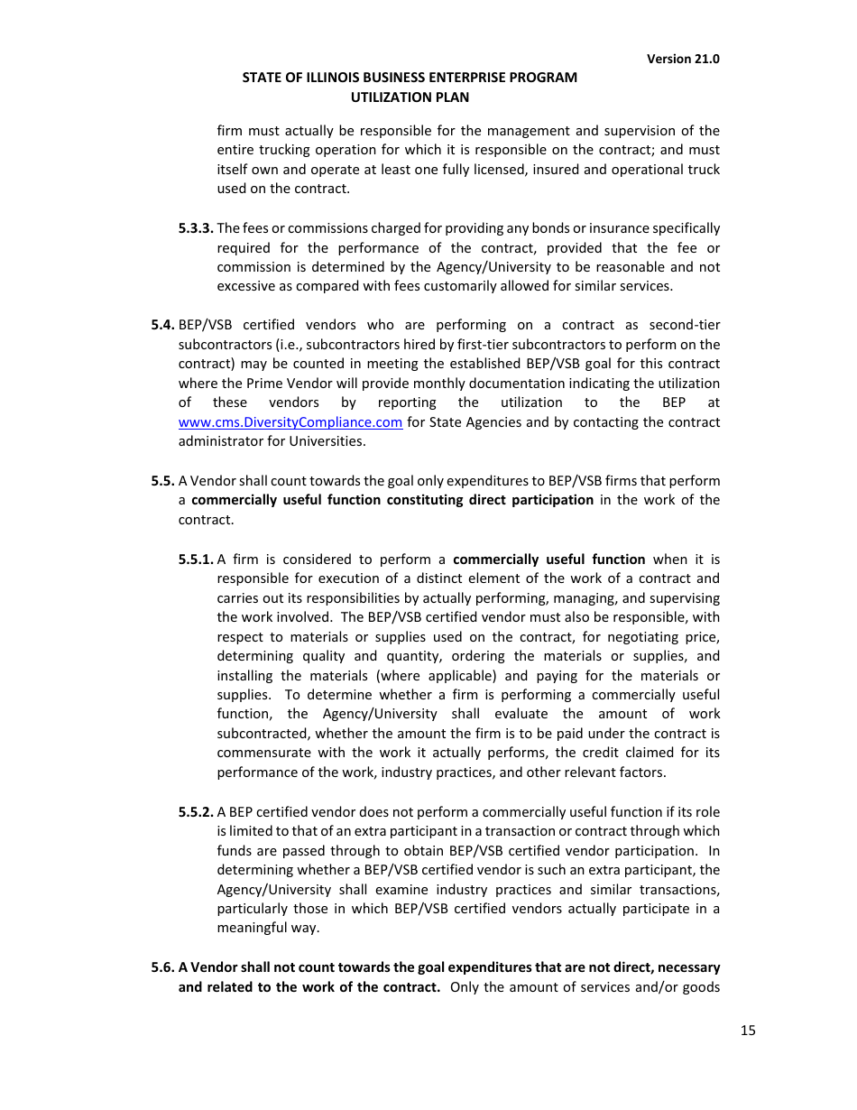 Utilization Plan - State of Illinois Business Enterprise Program for Minorities, Women, and Persons With Disabilities - Illinois, Page 16