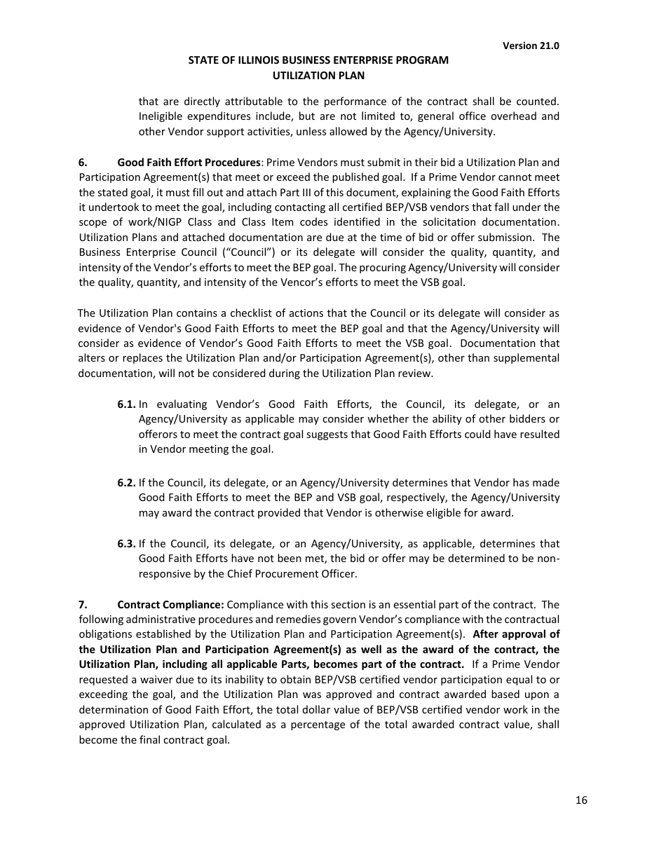 Utilization Plan - State of Illinois Business Enterprise Program for Minorities, Women, and Persons With Disabilities - Illinois, Page 17