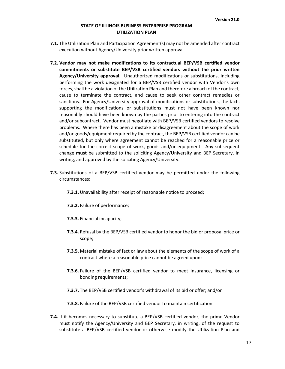 Utilization Plan - State of Illinois Business Enterprise Program for Minorities, Women, and Persons With Disabilities - Illinois, Page 18